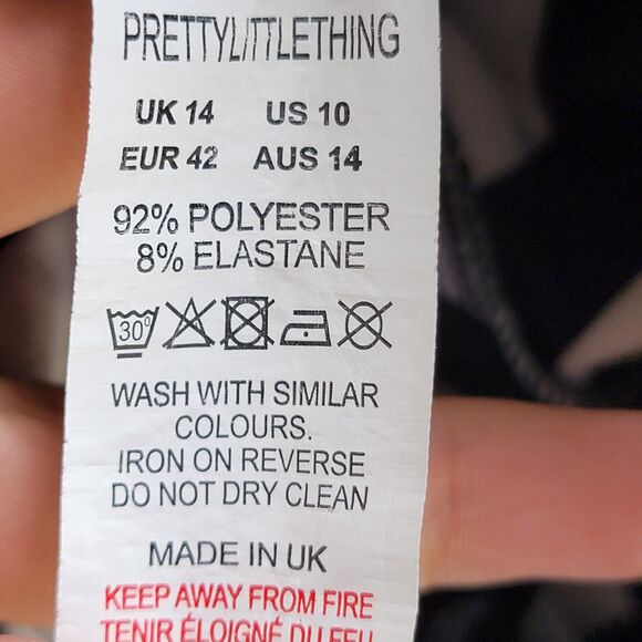 Pretty Little Thing Black & White Striped One Piece Sexy Bikini Swimsuit Size 10 - Picture 7 of 10